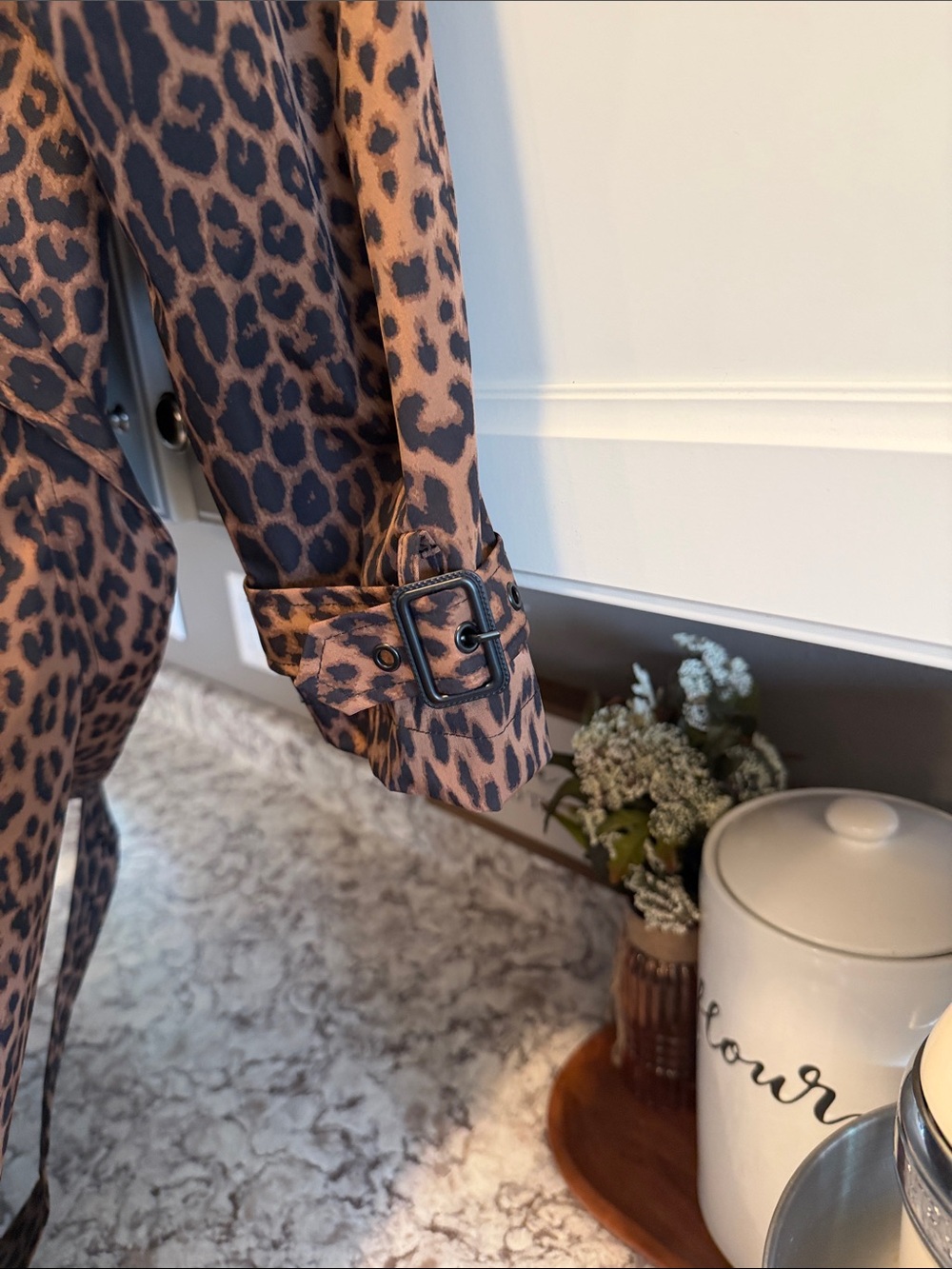 Rebecca Minkoff Leopard Print Trench Coat - Brown and Black - Picture 8 of 15